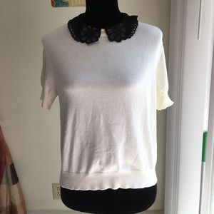 Divided H&M Short Sleeve Sweater with Lace Collar